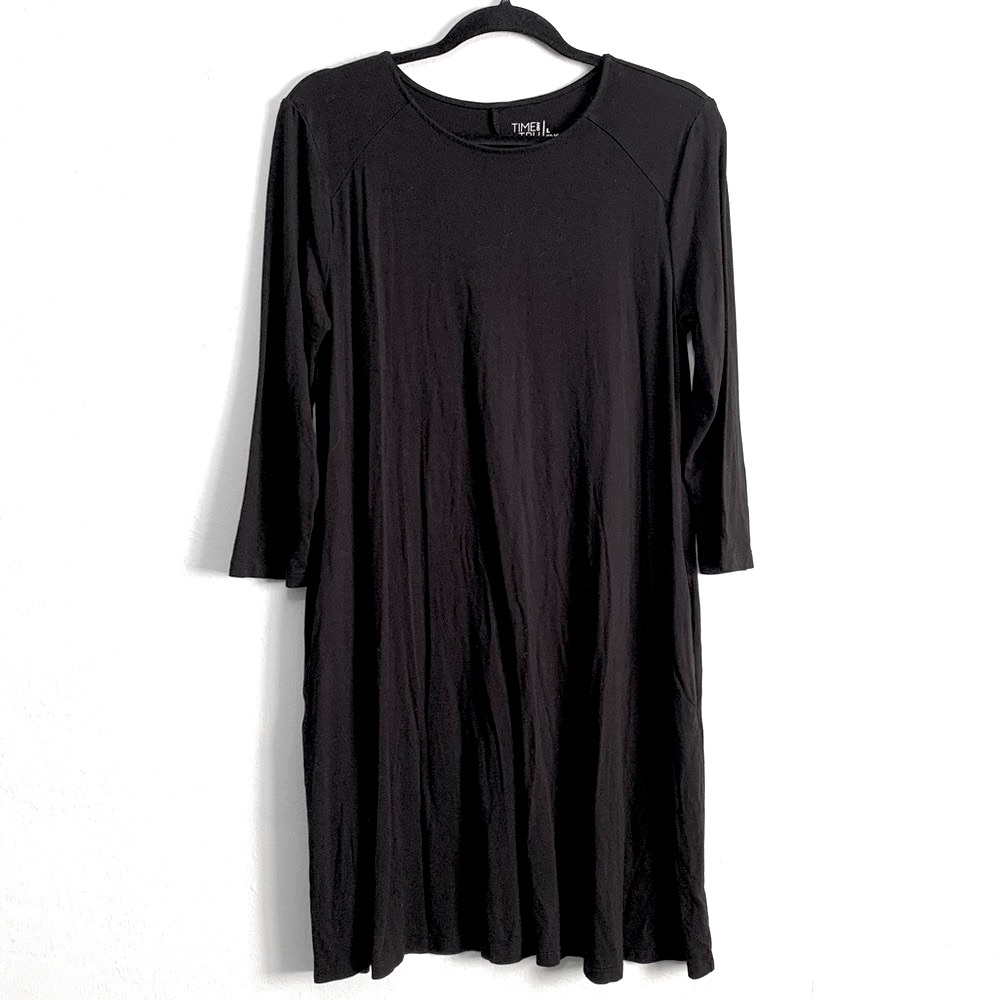 Time And True Black Mini Swing Dress